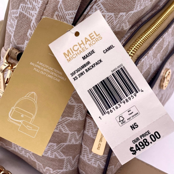 Michael Kors Maisie Extra-Small Logo 2-in-1 Backpack Camel Color - Picture 13 of 13